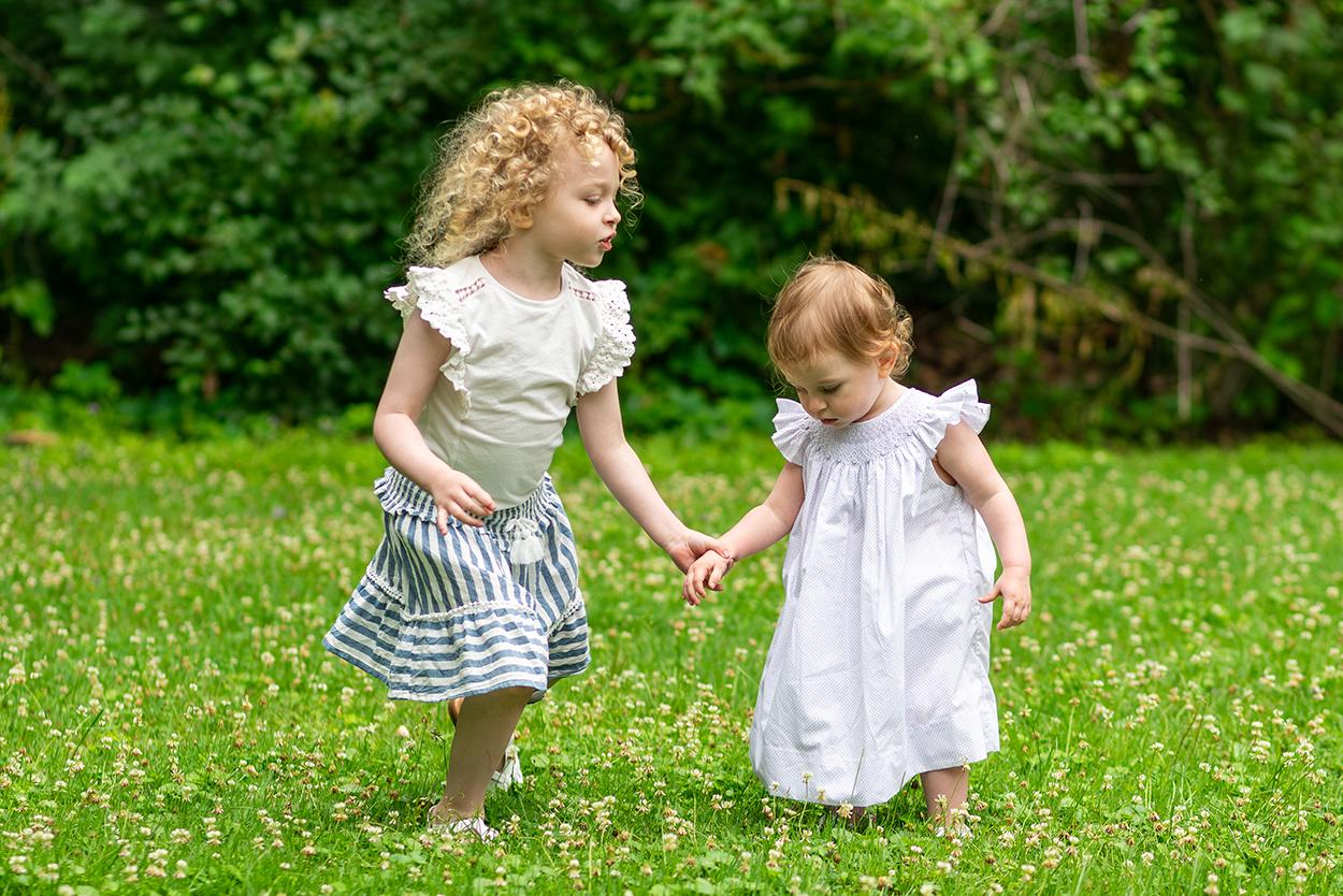 Sisters outside in the park