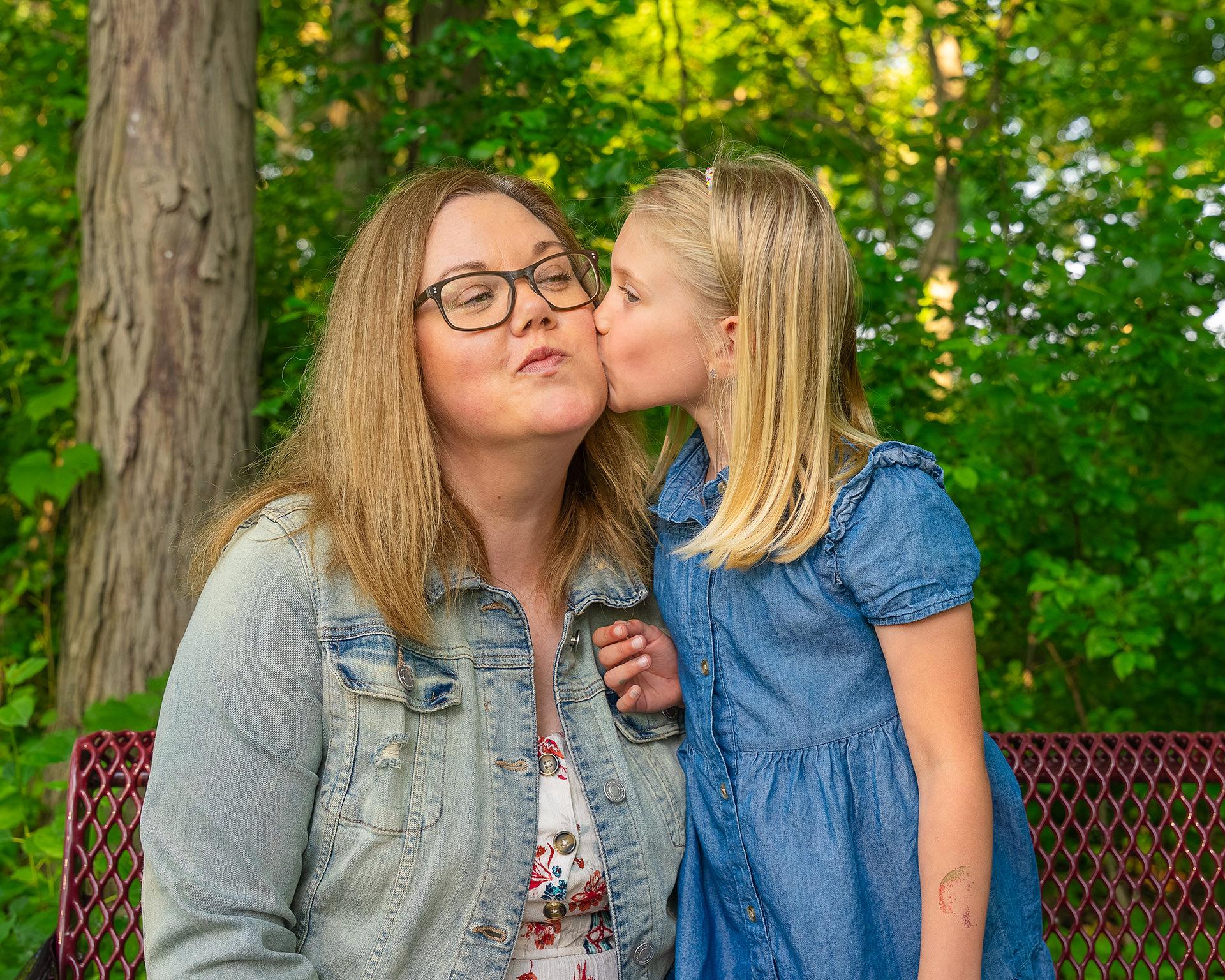 Giving mom a kiss!